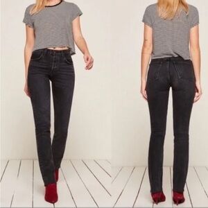 Reformation Brooke Black Hem Cut Jeans